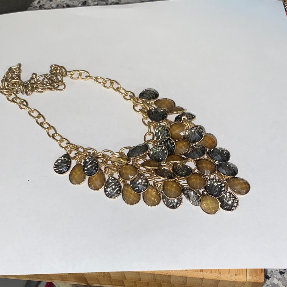 Amber and Silver Statement Necklace